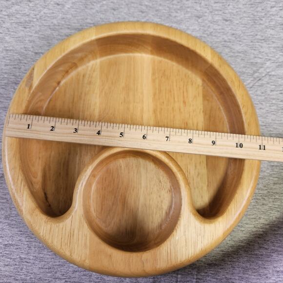 Crate & Barrel Beechwood Chip Dip Bowl Party Holiday Serving Dish Appetizer Tray - Picture 7 of 12